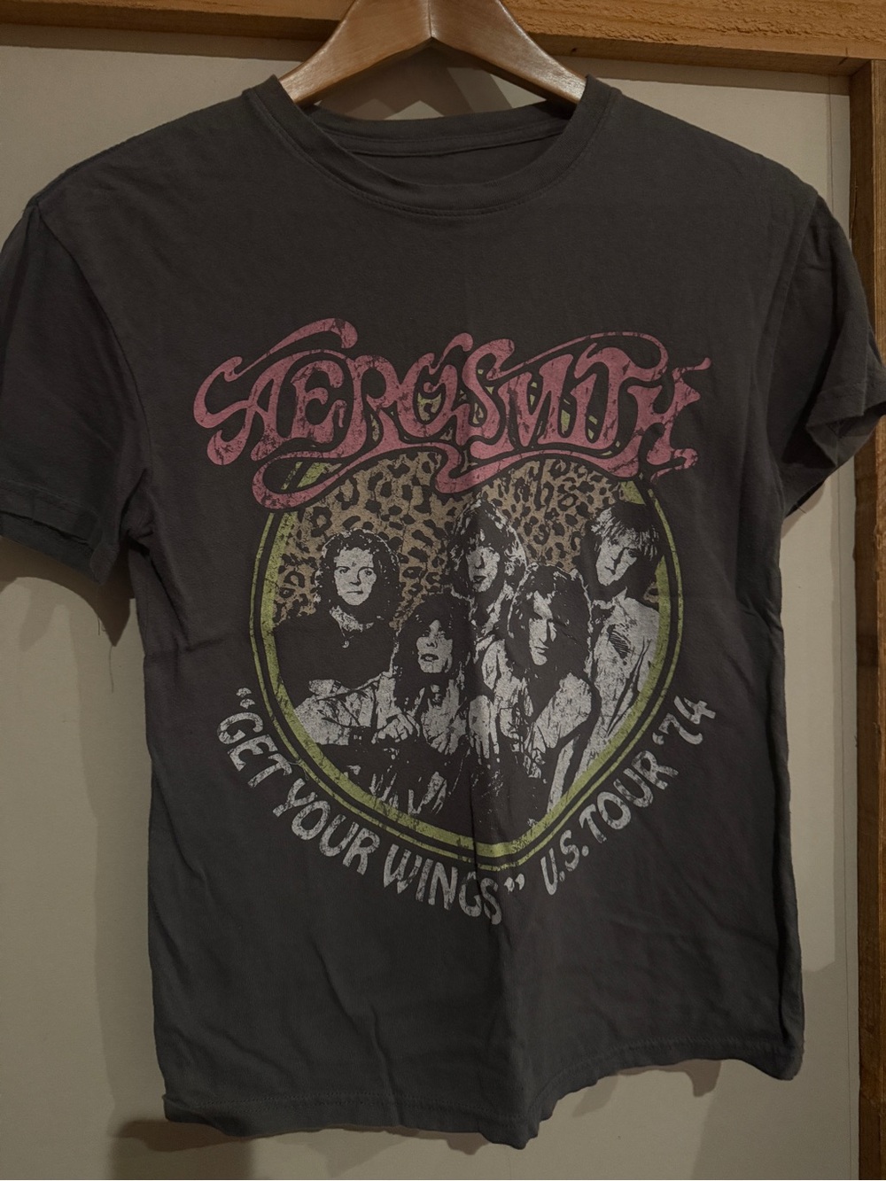 Aerosmith 'Get Your Wings' Tour Tee - Charcoal with Pink & Lime Graphic